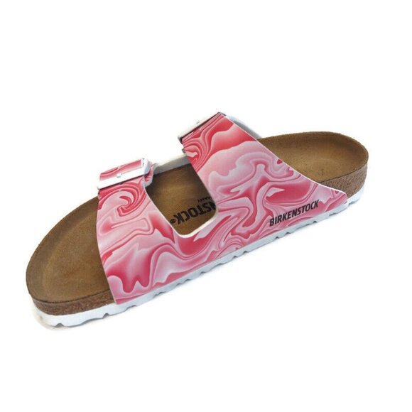 Birkenstock Arizona Birko-Flor Sandals Womens 7 Marble Twirl Fuchsia Tulip Pink - Picture 4 of 9